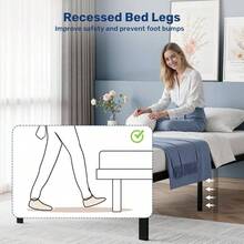 Twin Size Bed Frame, 14 Inch Platform Bed No Box Spring Needed, Sturdy Metal Bed Frame Twin Size, Storage Space Under Bed Heavy Duty Frame Bed, Black - 雙床+黑色 - 查看 8