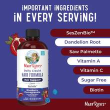Mary's Daily Liquid Hair Formula - Hair Support - Thicker Hair For Women - Healthy Hair Habits - With SesZenBio - Biotin - Vitamin C - 16 Fl Oz - Three Pack - 查看 6
