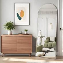 Full Length Mirror, 56"X16" Arch Floor Mirrors With Stand, White Arched Full Body Standing Or Leaning Mirror For Bedroom, Living Room,24331208 - 白色 - 查看 1