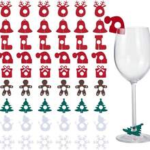 9/18 pezzi Anelli per bicchieri da vino natalizi, decorazioni a tema albero di Natale, fiocco di neve, renna, decorazioni per feste, decorazioni fai-da-te per bicchieri da vino - Multicolore - Visualizzare 3