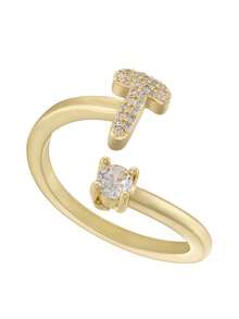 This Is A Stylish And Simple Asymmetrical Copper A-Z Ring With An Adjustable Opening And 26 English Initials For Women. It Is Suitable For Daily Wear And Casual Entertainment. It Is A Gift For Friends And Couples At Festivals And Gatherings!