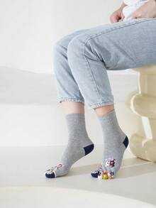 1/5 双女式可爱卡通分趾袜，创意个性化五指中筒袜，百搭时尚五趾袜，适合所有季节 - 彩色 - 查看 11