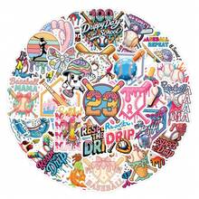 54PCS Ice Cream Drip Baseball Stickers Vinyl Aesthetics Stickers Scrapbooking, Diary, Bumper, Skateboard, Water Bottle, Cartoon, Hard Hat, Car Stickers And Decals - Multicolor - View 1
