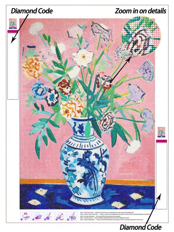 | لوحة الماس DIY 5D | لوحة فنية للزهور القديمة مجموعة لوحة الماس DIY 5D. لمسات فرشاة سميكة في أسلوب اللوحة التقليدية لتصوير الزهور في إناء طبيعة صامتة. لوحة نقطة الماس عالية الدقة، لوحة زخرفية يدوية، تمارين لمهارات DIY والتركيز. هدية لوحة الماس.