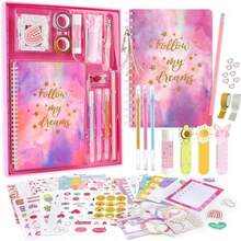 DIY Journal Kit For Girls Journaling Toys Set For Teen Art Crafts Scrapbook Diary Supplies Set Ideal Gifts For 8 9 10 11 12 13 14 Year Old Girls
