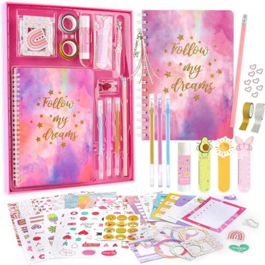 DIY Journal Kit For Girls Journaling Toys Set For Teen Art Crafts Scrapbook Diary Supplies Set Ideal Gifts For 8 9 10 11 12 13 14 Year Old Girls