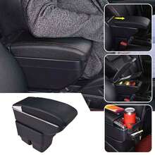 GEARZAAR For  Fiesta Mk7 2009-2017 Arm Rest Centre Console Storage Box Armrest Black - Black - View 2