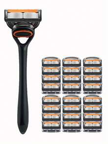 Luxury Men's Safety Razor Set With Multiple Ultra-Sharp Blades - Ergonomically Designed For Effortless Shaving - 5-Layer Stainless Steel Razor Head - Durable, Replaceable Beard & Mustache Grooming Tool With Metal Handle