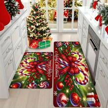 1 件/2 件/3 件创意浪漫拐杖糖、圣诞装饰、“圣诞快乐”印花厚圣诞装饰厨房地垫、圣诞印花吸水防滑垫、吸水厨房垫、防污地毯地垫、可机洗、入口门垫、浴室垫、厨房、客厅、洗衣房、浴室吸水地垫、圣诞房间装饰 - 彩色 - 查看 1