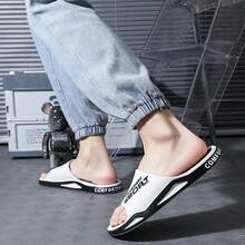 Fashion Men's Sports Slippers - Athletic Sandals With Non-Slip Soles -  Men's Letter Design Slippers - Ideal Choice For Spring/Summer Beaches - 黑與白 - 查看 3