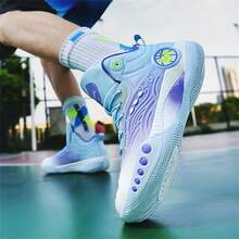 2025 New Versatile Basketball Shoes, Comfortable Non-Slip Men's Sports Shoes, Friction Sounding Casual Shoes, Outdoor Thick-Soled Elevator Shoes, Dominate Basketball Court & Playground Running Shoes, Unisex Sports Shoes, Luminous Version, Size: 36-45 - Gray Purple - View 11