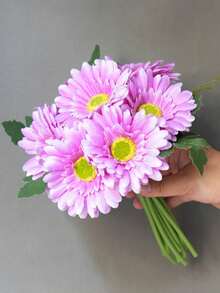 1束12头仿真菊花和向日葵，桌面装饰，摄影道具，花束