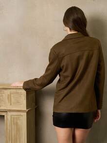 Women's Stylish And Elegant Retro Blazer, Made Of Frosted Fabric, Suitable For Daily Commutes And Autumn Occasions. - Brown - View 6