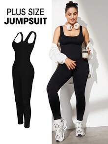 加大码曲线女士运动服瑜伽服无缝健身运动高支撑吸湿排汗锻炼透气户外加大码曲线收腹高弹力肩带健身女装女士无缝瑜伽紧身衣 - 黑色 - 查看 3