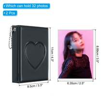 Mini Kpop Photocard Binder Album With 32 Pockets Small Bookshelf Love Heart Picture Holder Book For Collection 2 Pack - màu đen - Xem 2