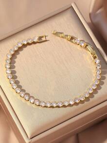 Set da 3 braccialetti in acciaio inossidabile placcato oro 18K a forma di quadrifoglio, adatti per feste, uso quotidiano, stile europeo e americano, personalizzati, generosi, con zirconia cubica di lusso, set di gioielli da matrimonio, regalo per ragazze, donne, parenti, amici, per matrimoni, compleanni, San Valentino