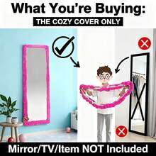 1pcs Fluffy Mirror Cover - 64"X21" Full Length Stretch Universal Ultra Soft Non-Slip Cover Warm Home Decor For Bedroom Cloakroom, Gift For Girls - 彩色 - 查看 4