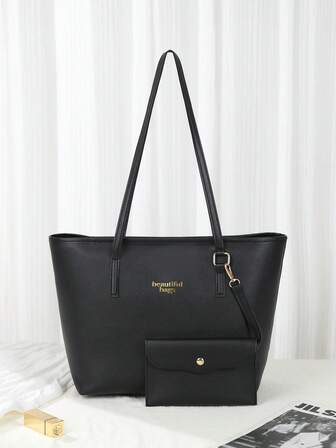 1 Set Fashionable Large Capacity Minimalist Women Tote Bag With Detachable Small Pouch