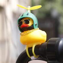 1 Yellow Duck Bicycle Bell With Propeller Helmet - Cute Rubber Duck Car Horn, Bicycle Accessories & Car Dashboard Decoration, Unique Gift For Duck Lovers - 西瓜頭盔 - 查看 3