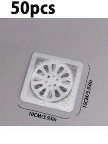 10/50个一次性排水口过滤盖，淋浴排水口毛发收集器，地漏滤网贴纸，网状淋浴排水口盖，洗脸盆毛发塞，自粘式浴室用品浴室工具 - 灰色 - 查看 13