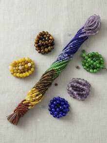 Ágatas 7 chacras piedra natural para bisutería set cuentas artesanales para pulseras collares amuletos joyería equilibrio energético colores vibrantes accesorios hechos a mano espiritualidad regalos creatividad - 1 tira - Ver 1