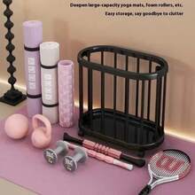 1 Heavy-Duty Plastic Mobile Storage Basket With Four Wheels - Multifunctional Organizer Box, Suitable For Yoga Mats, Sports Equipment, And Gym Accessories, Sturdy Structure, Easy To Move, Perfect For Home And Gym Organization, Storage Basket - Multicolor - View 6