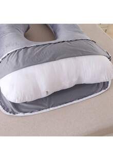 1pc Removable & Washable U-Shaped Pregnancy Pillow Cover (Cover Only)