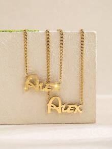 1 Stück personalisierte Edelstahl-Halskette mit Alex Buchstabensymbol, Doppelschicht Original Maßanfertigung - Personalisierter matter Buchstaben-Anhänger mit glänzenden Akzenten, glatte/matte Oberfläche Unisex Schmuckgeschenk, geeignet für Alltag oder besondere Anlässe, 18 Karat vergoldete personalisierte Halskette mit glänzenden Akzenten, Unisex