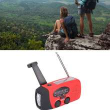 Emergency Weather Radio, 1000mAh Portable Solar Hand Crank Emergency Radio With LED Flashlight, SOS Alarm And Compass, Solar/USB Charger, Waterproof Hand Crank Radio For Outdoor Emergencies - 紅色 - 查看 8