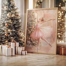 1件圣诞芭蕾舞女演员墙饰，胡桃夹子芭蕾舞主题圣诞装饰，粉色芭蕾节日可打印艺术，帆布壁挂，房间海报，家居装饰，房间装饰美学，房间装饰用品。可选画框，房间装饰。 - 1pc - 查看 8
