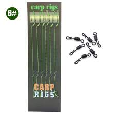 6 件套鲤鱼钓鱼配件毛钓组带倒刺鱼钩鱼线准备绑鲤鱼鱼饵钓鱼快速更换钩链连接器渔具