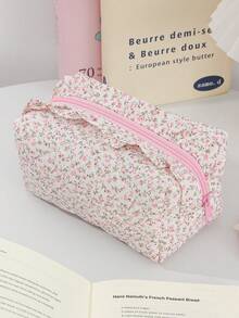 绗缝荷叶边奶油色化妆包蝴蝶结化妆包带格子衬里樱桃图案化妆包化妆品收纳袋，大容量化妆包，洗漱用品收纳袋，储物袋，零钱包，卫生巾袋口红储物袋旅行护理皮肤储物袋荷叶边化妆袋铅笔盒，旅行包，印花玫瑰图案化妆包，方格化妆包，旅行洗漱用品储物袋，美容工具储物袋，学生文具储物袋化妆包墨水方格手持化妆包用于婚礼礼物伴娘礼物生日礼物，圣诞礼物，朋友礼物学校用品盒，小屋旅行包母亲节礼物春季包