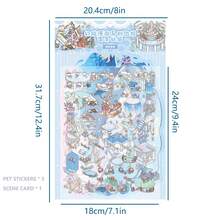 3 Sheets Miniature Zoo Animal Stickers + 1 Sheet Scenery Cardboard, Suitable For Scrapbooking, Planner, Diary Decoration School Supplies - Multicolor - View 2