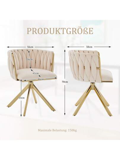 Fluwelen Seats Heavy Metal Frame, 180 Degree Swivel Function, Back, Zachte Luxurious Flexible Between Living Room, Budol Creative Workspace (Set Of 2) view 10