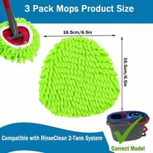 Mop Heads Replacements Compatible With Ocedar RinseClean 2 - System 3 Pack Spin Mops Refill Microfiber Chenille O Cedar Dry Wet Cleaning All Hard - Surfaced Floors Washable - 最初的 - 查看 3