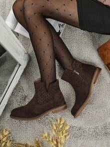Women's Natural Leather Ankle Boots Rito - Chocolate - View 2