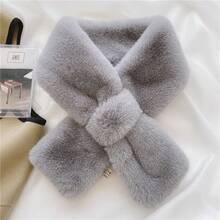 Solid Color Scarf Winter Neck Warmer Cute Thickened Warm Cross - White - View 11