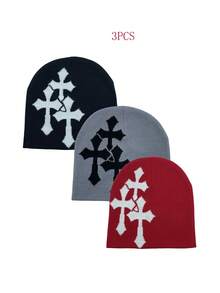1 件 Y2K 十字设计针织帽，冬季保暖嘻哈街头帽，适合日常穿着和户外运动秋季装扮秋季装饰 - A - 查看 14