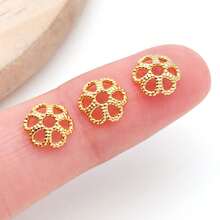 10/50 件真 18K 镀金花丝金色花形珠子端盖 漂亮花丝金色珠子端盖 适用于工艺品 DIY 珠宝制作用品 - 金色 - 查看 7