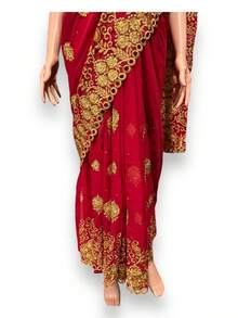 Traditional Designer Saree With Ready Blouse, Elegant  Cultural Wear, 014 - Multicolor - View 6