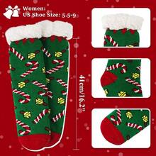 Slipper Socks Women With Grippers Non Slip Fuzzy Grip Winter Warm Cozy Thick Comfy Soft Fleece Cabin Socks - Candy Cane - View 2