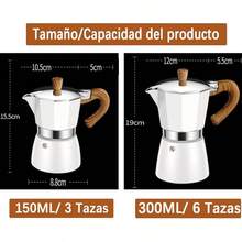 Cafetera Espresso de Aluminio Para Moka café, cafetera espresso Italiana Para espresso de café - Fácil de usar - Hace 3 taza, 6 tazas (150ML / 3 Cup, blanquecino) - blanquecino - Ver 7
