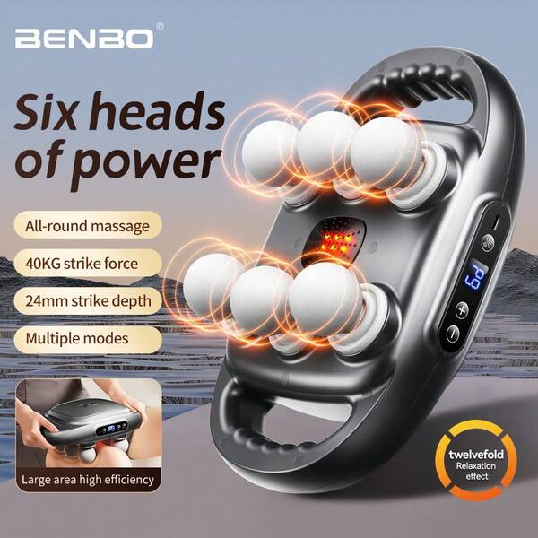 Benbo El masajeador de 6 cabezales BENBO es una excelente opción para aliviar el dolor corporal. Se puede usar para masajear la espalda, aliviar el dolor y como regalo para amigos y mayores durante el Año Nuevo, Navidad y Acción de Gracias. Gris y blanco