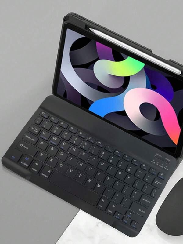 AKKHOO Kabellose Tastatur, 10 Zoll Ultra-dünn, Leise Aufladbar, für Tablet/Laptop, Mini Tastatur