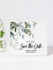 1pc Customized Square Wedding Guest Signature Book, White Blank DIY Photo Album, Elegant Sign-In Book, Party Tabletop Decor Souvenir - Multicolor - View 6