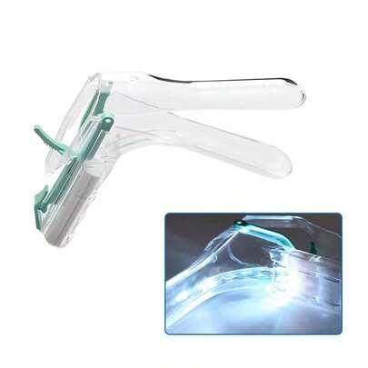 KSHS Espéculo ajustable de alta resistencia: instrumento reutilizable para exámenes ginecológicos y obstétricos con palanca ergonómica, base estable y apertura ajustable. Diseño transparente/verde, higiénico y fácil de limpiar, para exámenes pélvicos en mujeres adultas (ninguno).