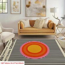 1 covor vintage color-block, covor pentru dormitor, decor pentru cameră, covor pentru living, decor pentru casă, covor de zonă, covor de bucătărie, covor pentru cameră de jocuri, covor de bun venit, covor de baie, decor pentru bucătărie, rezistent la praf și murdărie, pentru toate anotimpurile