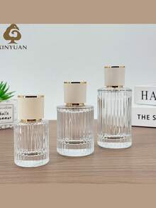 3/2/1个，简约时尚香水瓶，竖条纹玻璃瓶，螺旋盖，按压式细雾香水喷雾器，可批发。加厚高档玻璃香水可灌装喷雾瓶 - 便携式旅行装香水小样瓶，适用于设计师香水。ins风小众香水空喷雾瓶 - 彩色 - 查看 2