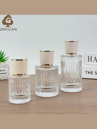 3/2/1件装，简约时尚香水瓶，竖条纹玻璃瓶身，螺旋盖，按压式细雾香氛喷雾器，可批发。适合作为节日礼物。适用于婚礼、母亲节、海滩、节日等场合，是送给女性的完美礼物。