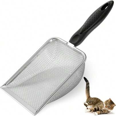 Sturdy Cat Litter Scoop, Stainless Steel Mesh Cat Litter Scooper, Easy To Clean Reptile Glass Container Sand Waste, Beach Shovel